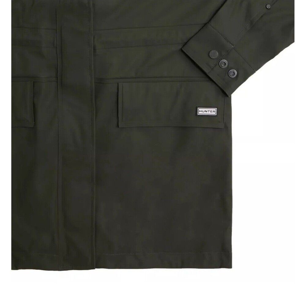 HUNTER Women's S Cotton Smock Hooded Rain Jacket Water Resistant Olive Green NEW - Picture 9 of 16